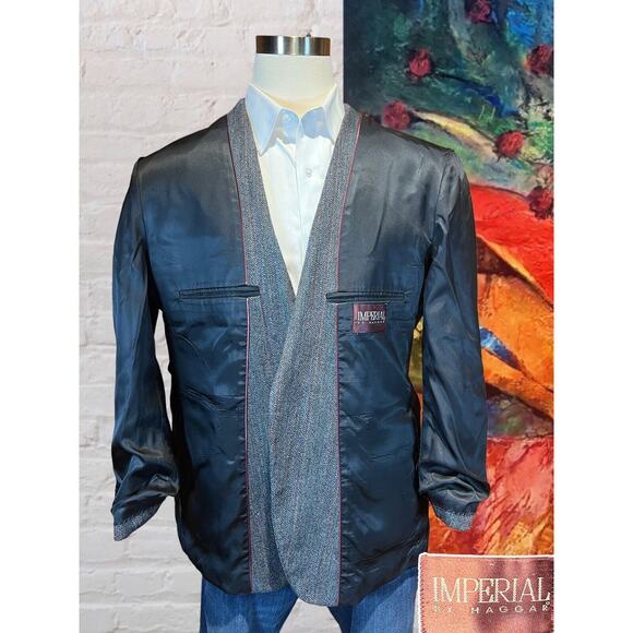 Vintage Haggar 44R Gray Multi-Color Herringbone Tweed Blazer Sport Coat Jacket - Picture 7 of 14